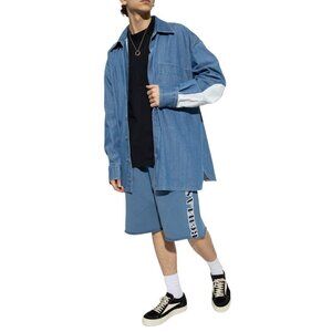 NWT MM6 Maison Margiela Blue Denim Shirt Contrast Oversized Size Small